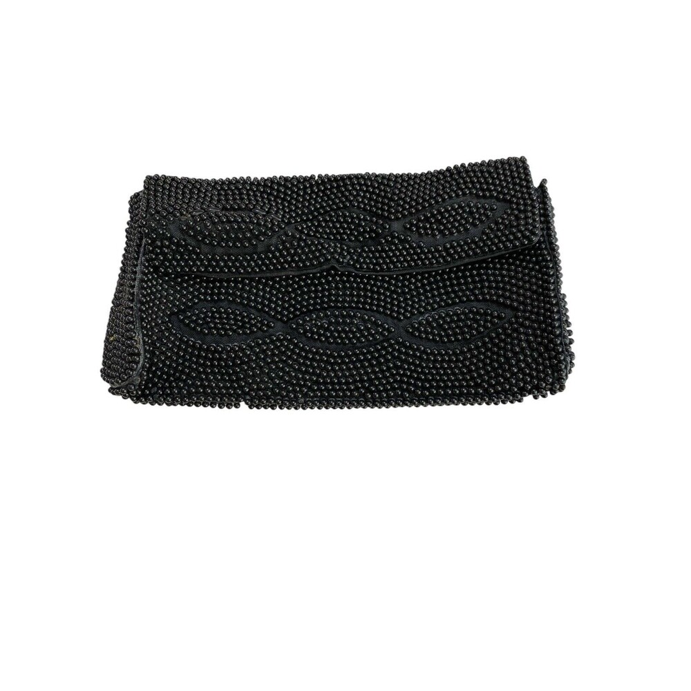 Bags By Susan Beaded Evening Clutch Vintage Black Prom Cocktail Wedding